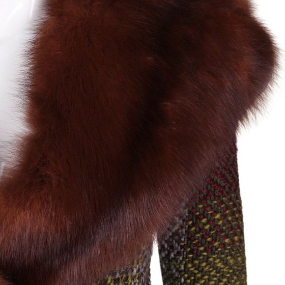 DOLCE & GABBANA Woven Wool and Fox Fur Collar Coat - Picture 6 of 10